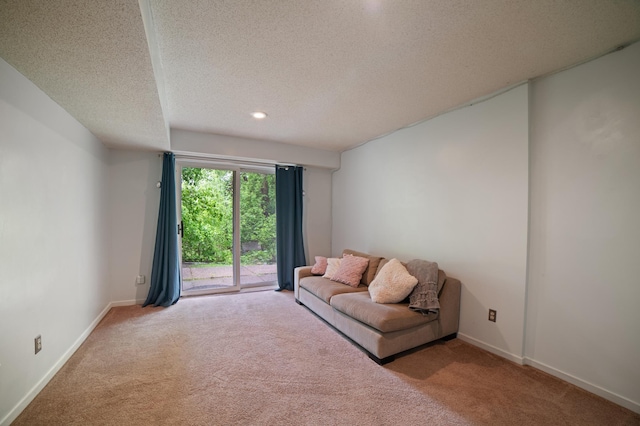 17661 Southridge Ct, Minnetonka, MN 55345 - carpeted living room featuring a textured ceiling, baseboards, and recessed lighting