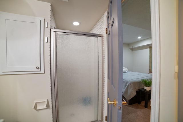 17661 Southridge Ct, Minnetonka, MN 55345 - bathroom with ensuite bath, a stall shower, and recessed lighting