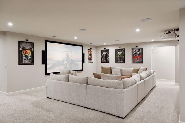 view of carpeted home theater room