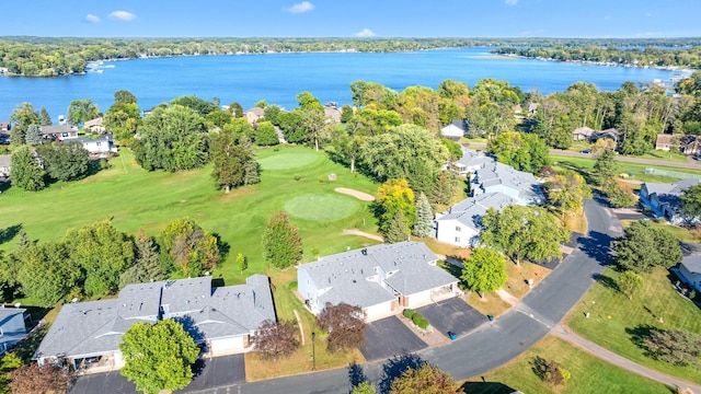 bird's eye view with a water view and a residential view