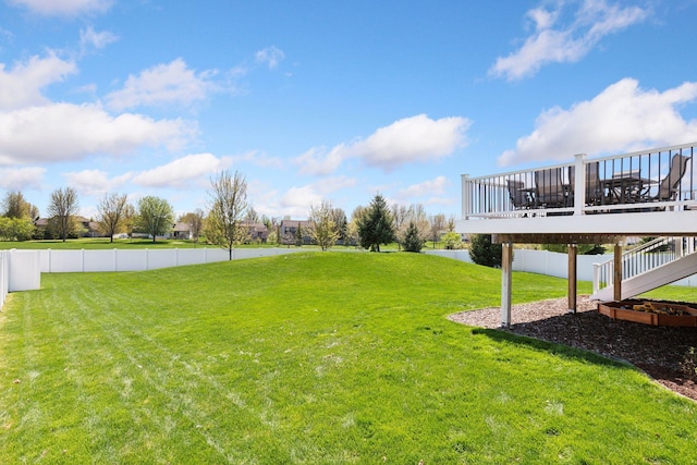 view of yard featuring a deck