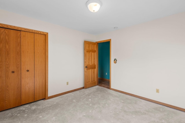 unfurnished bedroom with a closet