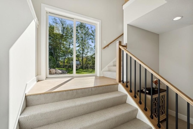 staircase with carpet