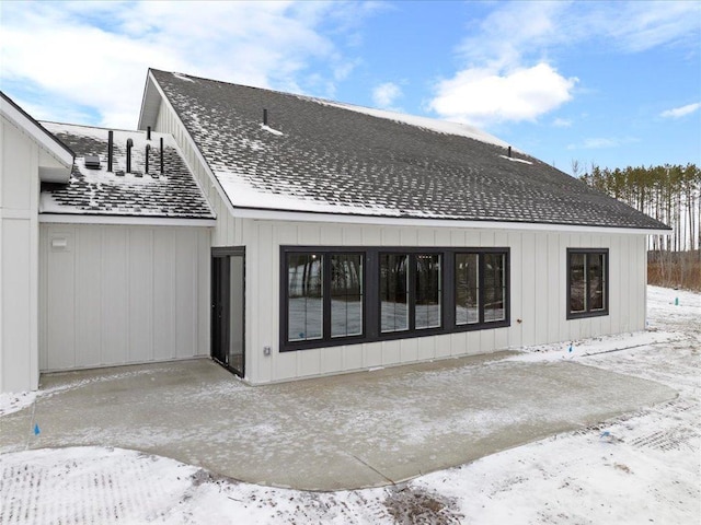 view of snow covered property