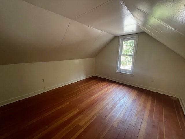 bonus room featuring lofted ceiling and wood-type flooring