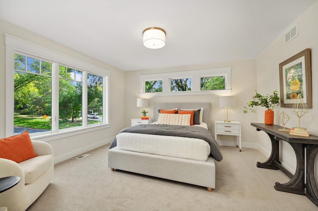 carpeted bedroom with multiple windows