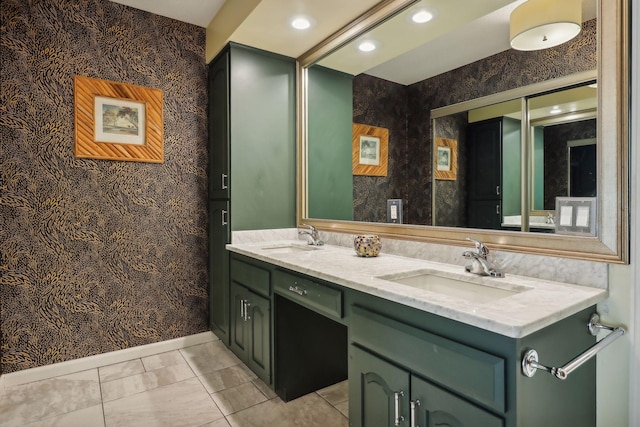 bathroom featuring vanity and tile patterned flooring