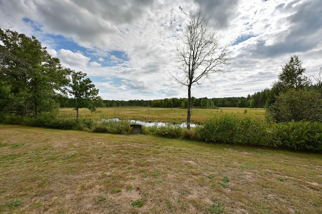 view of yard with a water view