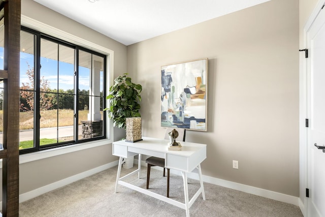 view of carpeted home office