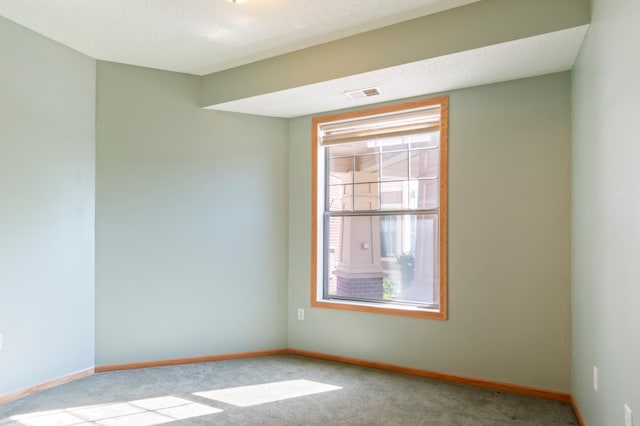 carpeted spare room with a textured ceiling and a healthy amount of sunlight