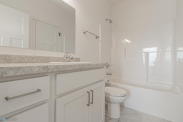 full bathroom with vanity, toilet, and shower / bathing tub combination