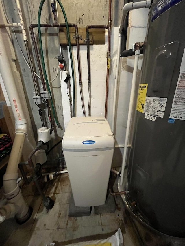 utility room with water heater