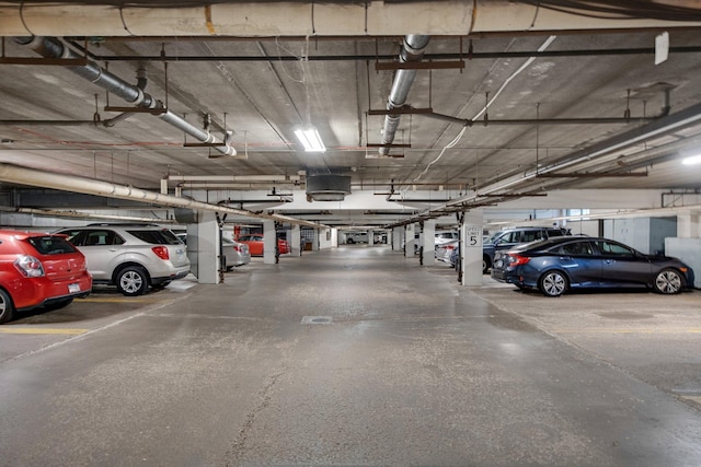 garage with a garage door opener