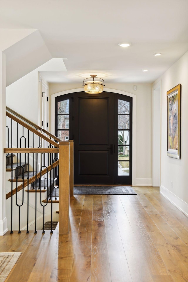 entrance foyer with wood-type flooring