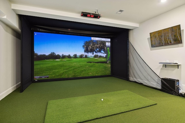 playroom featuring golf simulator