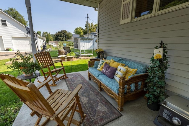 view of patio featuring an outdoor living space