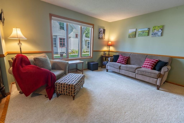 living room featuring carpet flooring