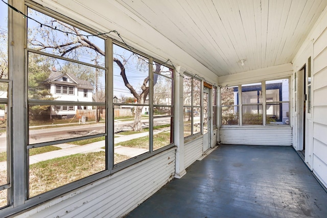 view of unfurnished sunroom