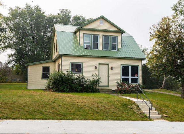 view of front facade featuring a front lawn