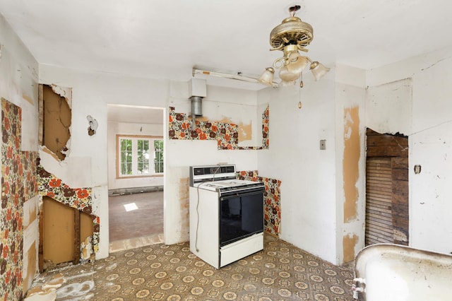 kitchen with white electric range