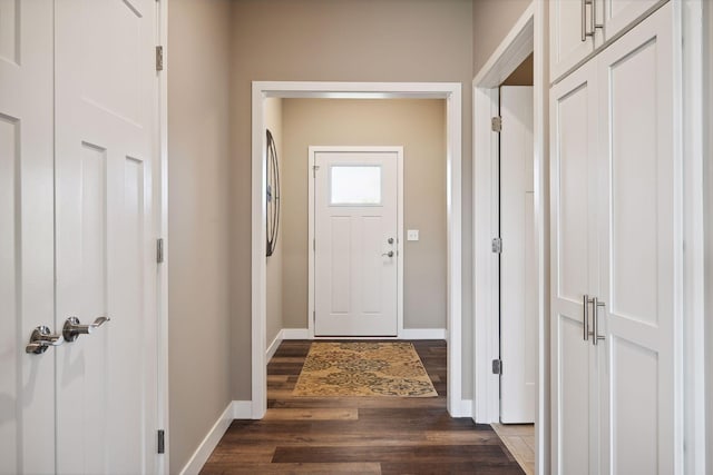 doorway featuring dark hardwood / wood-style flooring