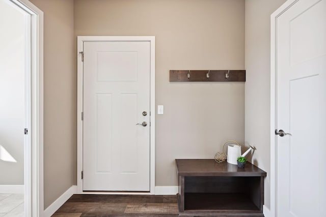 mudroom featuring dark hardwood / wood-style floors