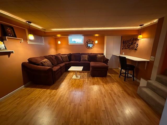 living room featuring light wood-type flooring