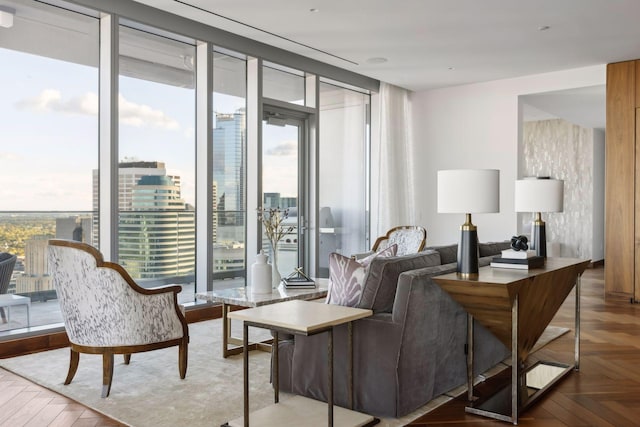 255 Hennepin Ave Unit 3402, Minneapolis, MN 55401 - living room featuring a wealth of natural light, a city view, and expansive windows