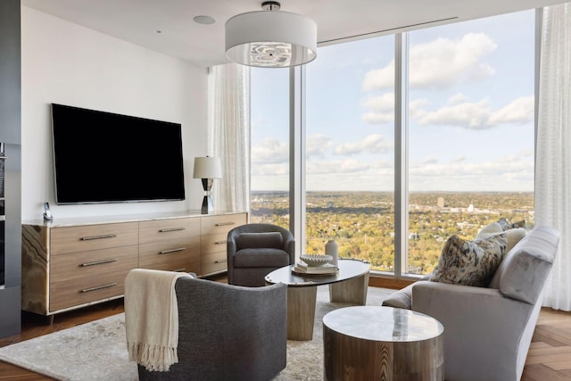 255 Hennepin Ave Unit 3402, Minneapolis, MN 55401 - living area featuring floor to ceiling windows, plenty of natural light, and wood finished floors