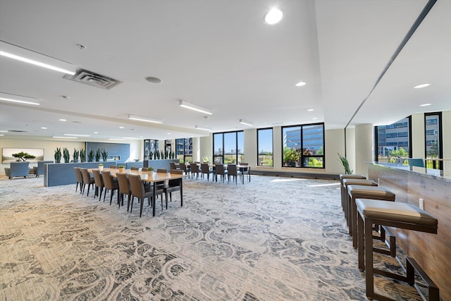 view of carpeted dining room