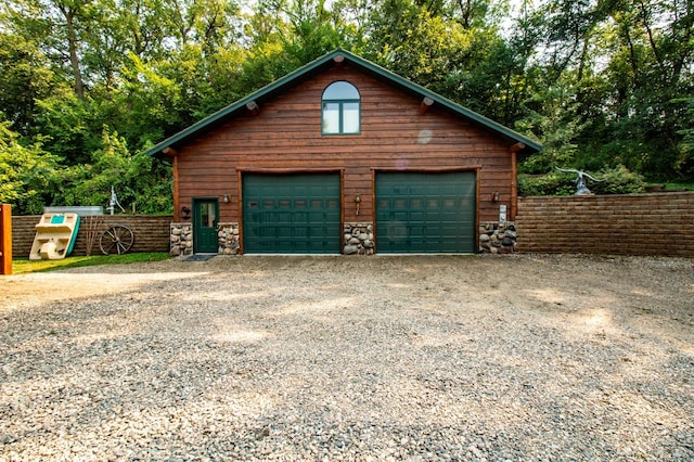 view of garage