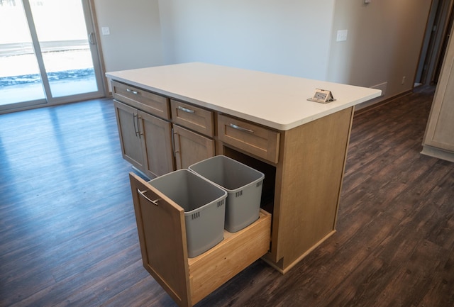 2218 Red Bird Ln, Fairmont, MN 56031 - kitchen featuring dark wood-style floors, a center island, and light countertops