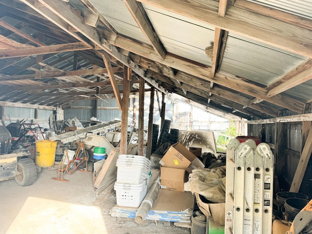 view of unfinished attic