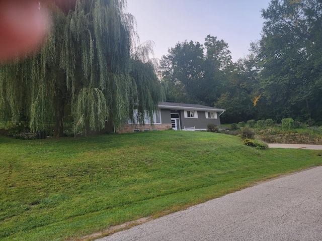 ranch-style home featuring a front lawn