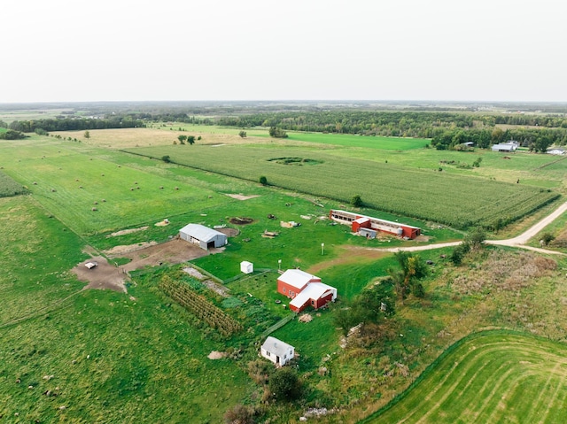 birds eye view of property featuring a rural view