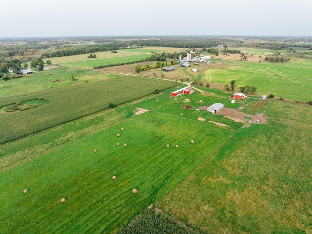 birds eye view of property featuring a rural view