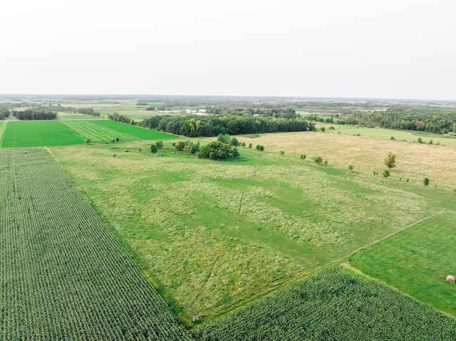 birds eye view of property with a rural view