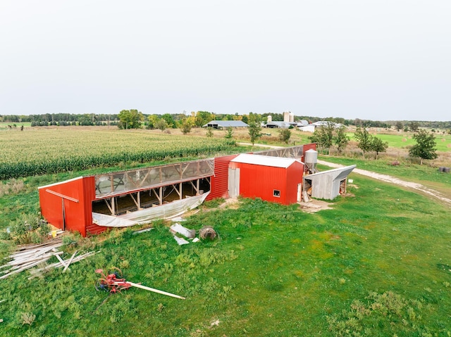 drone / aerial view with a rural view