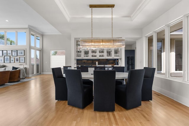 17680 Bearpath Trl, Eden Prairie, MN 55347 - dining space featuring a raised ceiling and light wood finished floors