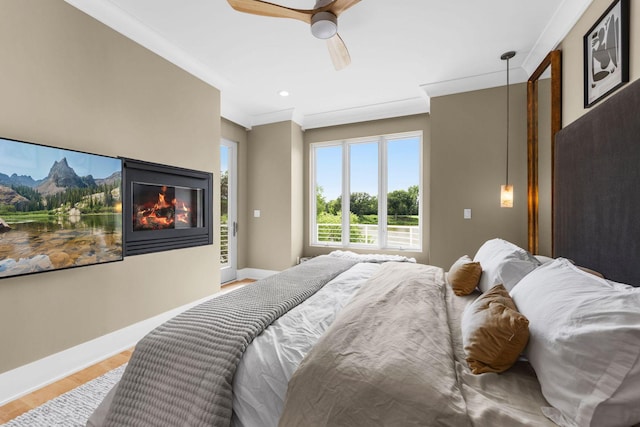 17680 Bearpath Trl, Eden Prairie, MN 55347 - bedroom featuring wood finished floors, crown molding, and a ceiling fan