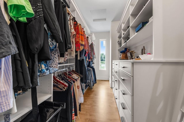 17680 Bearpath Trl, Eden Prairie, MN 55347 - walk in closet featuring attic access and light wood-style floors