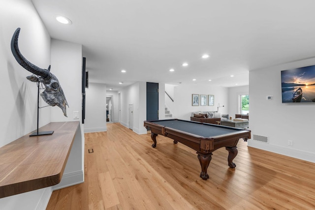 17680 Bearpath Trl, Eden Prairie, MN 55347 - recreation room featuring pool table, recessed lighting, and light wood-style flooring