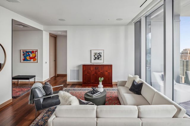 living room featuring wood-type flooring