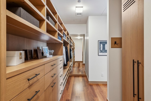 spacious closet featuring light wood-type flooring