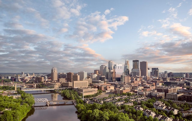 property's view of city with a water view