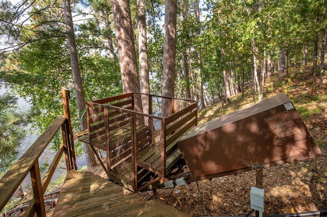 exterior space featuring a wooden deck