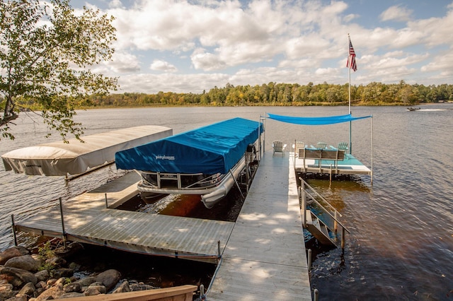 dock area featuring a water view