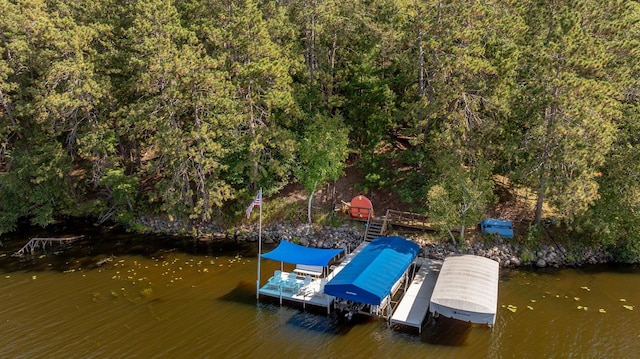 view of dock featuring a water view