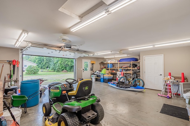 garage with a garage door opener