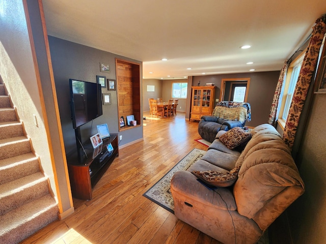 living room featuring light wood-type flooring